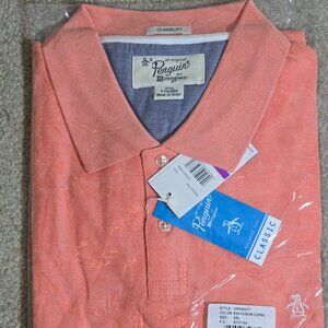 Original Penguin men's polo XXL Fusion Coral MSRP $55 Relaxed Classic Fit